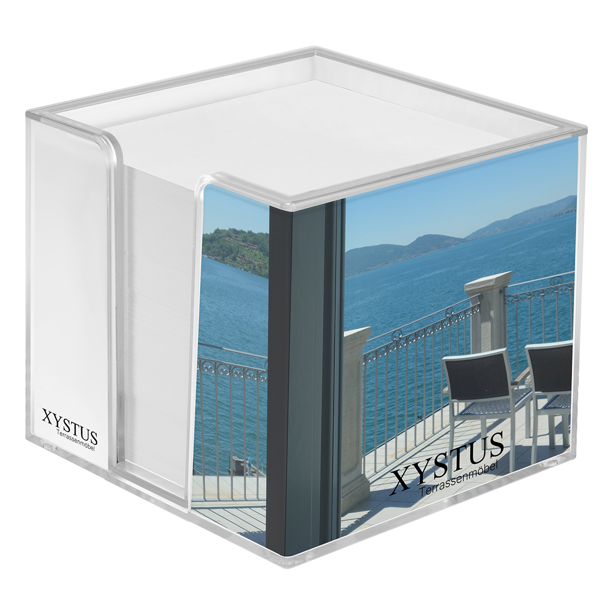 Zettelbox "Sigma", doppelwandig als Werbeartikel mit Logo bedrucken