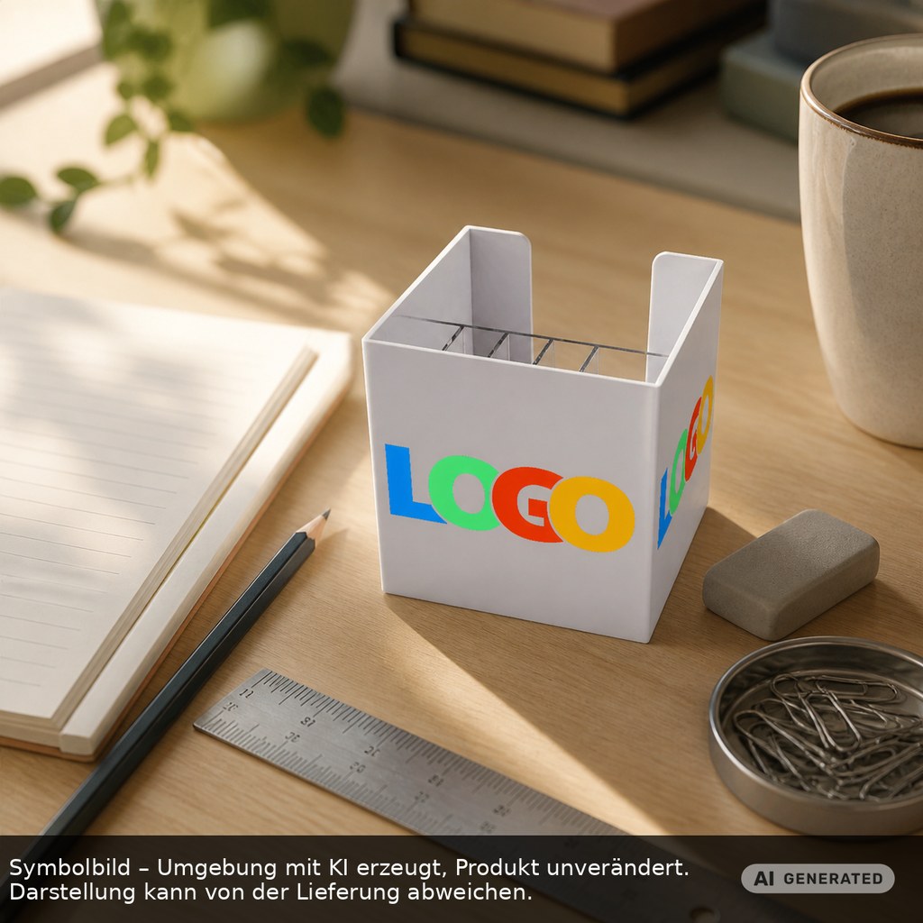 Zettelbox mit Köcher "Alpha" als Werbeartikel mit Logo bedrucken
