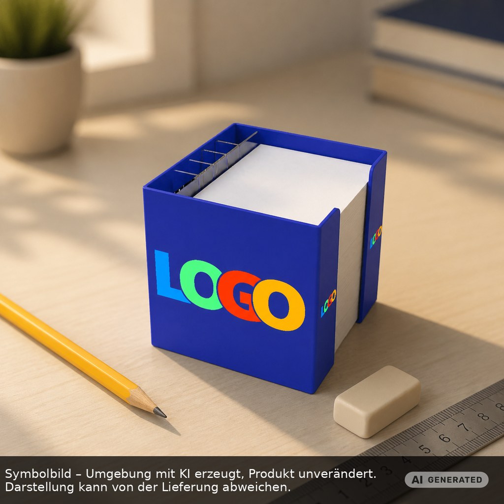Zettelbox mit Köcher "Alpha" als Werbeartikel mit Logo bedrucken