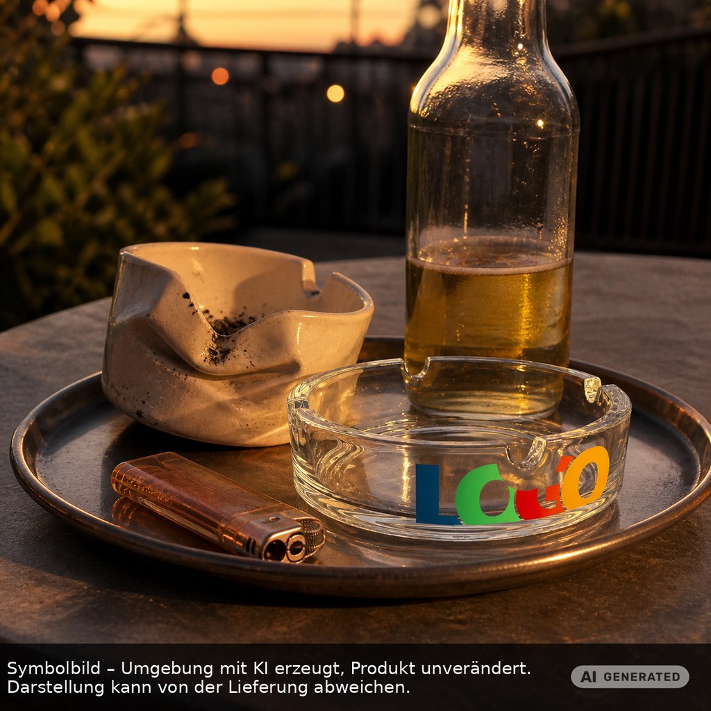 Glasaschenbecher als Werbeartikel mit Logo bedrucken