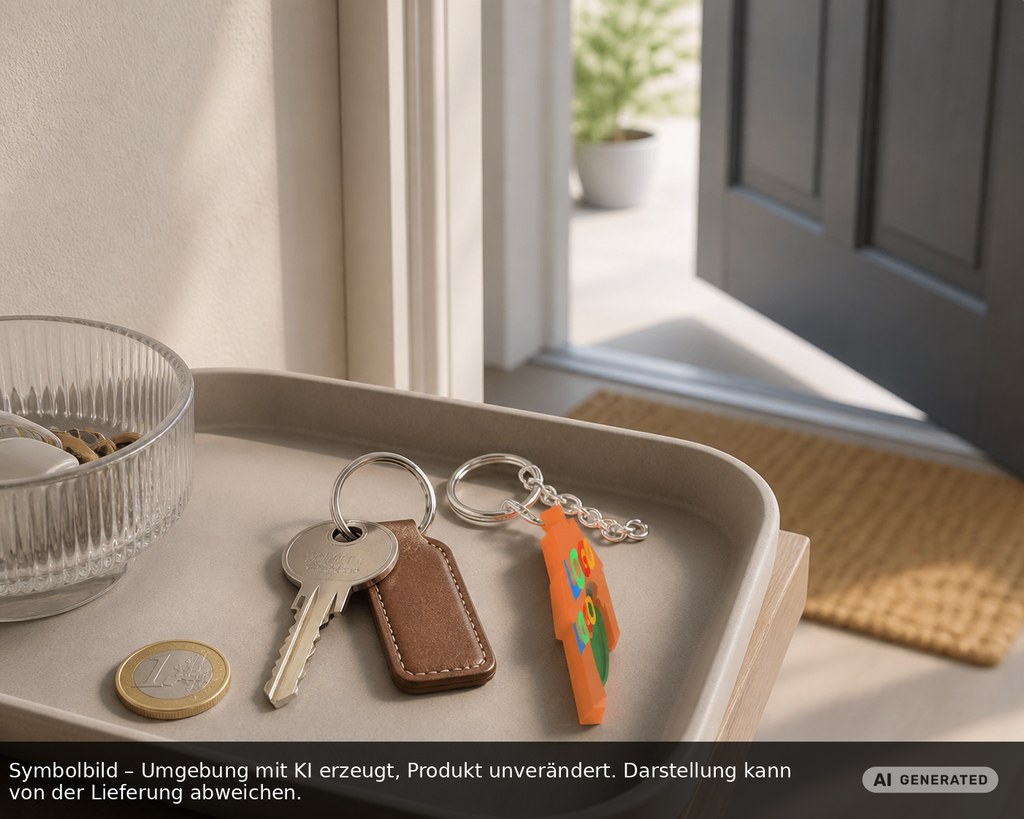 Chiphalter mit 1€-Chip "Haus" als Werbeartikel mit Logo bedrucken