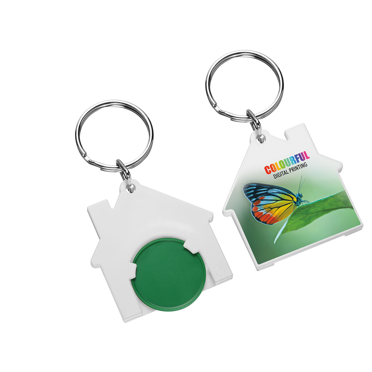Chiphalter mit 1€-Chip "Haus" als Werbeartikel mit Logo bedrucken