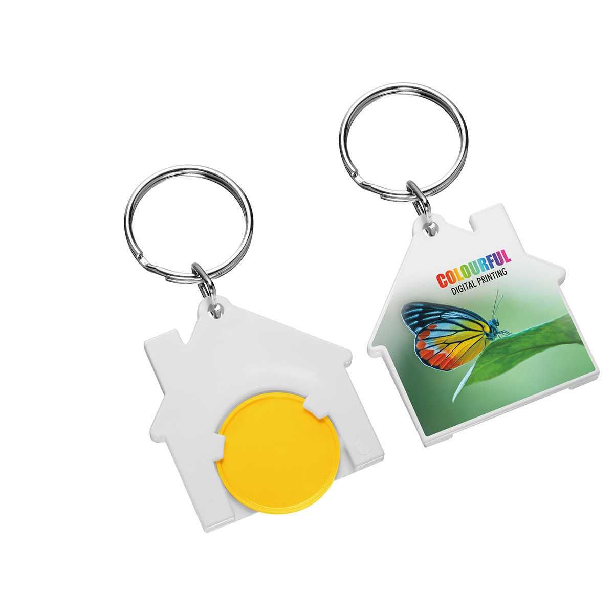 Chiphalter mit 1€-Chip "Haus" als Werbeartikel mit Logo bedrucken
