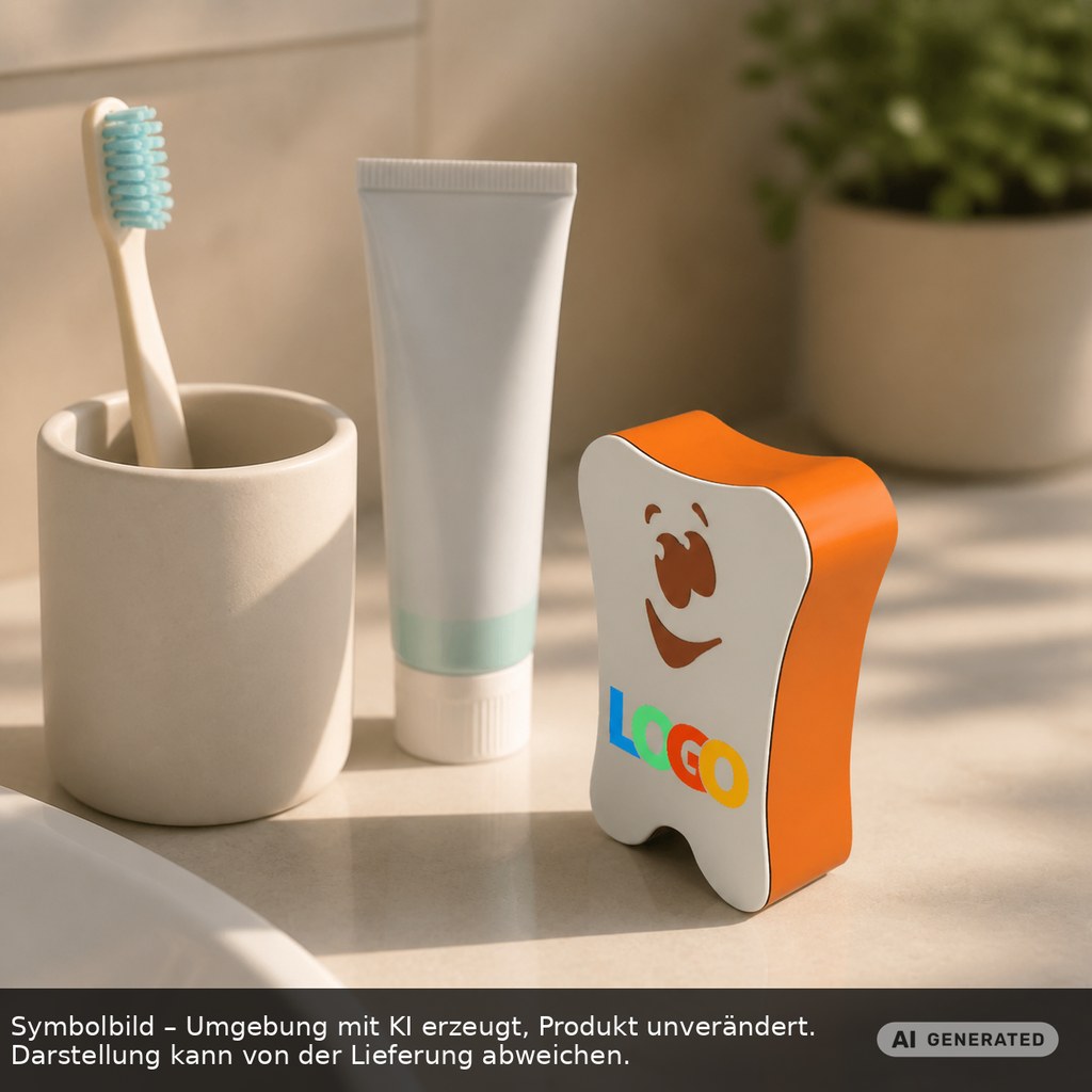 Zahnseide "Gesicht" als Werbeartikel mit Logo bedrucken