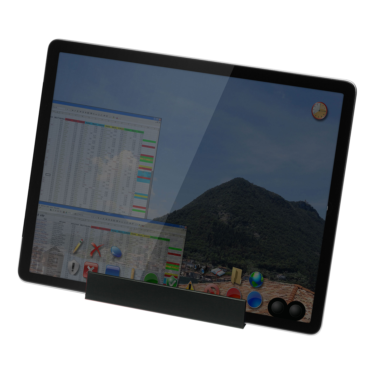 Smartphone-/Tabletständer mit Zettelbox und Köcher als Werbeartikel mit Logo bedrucken