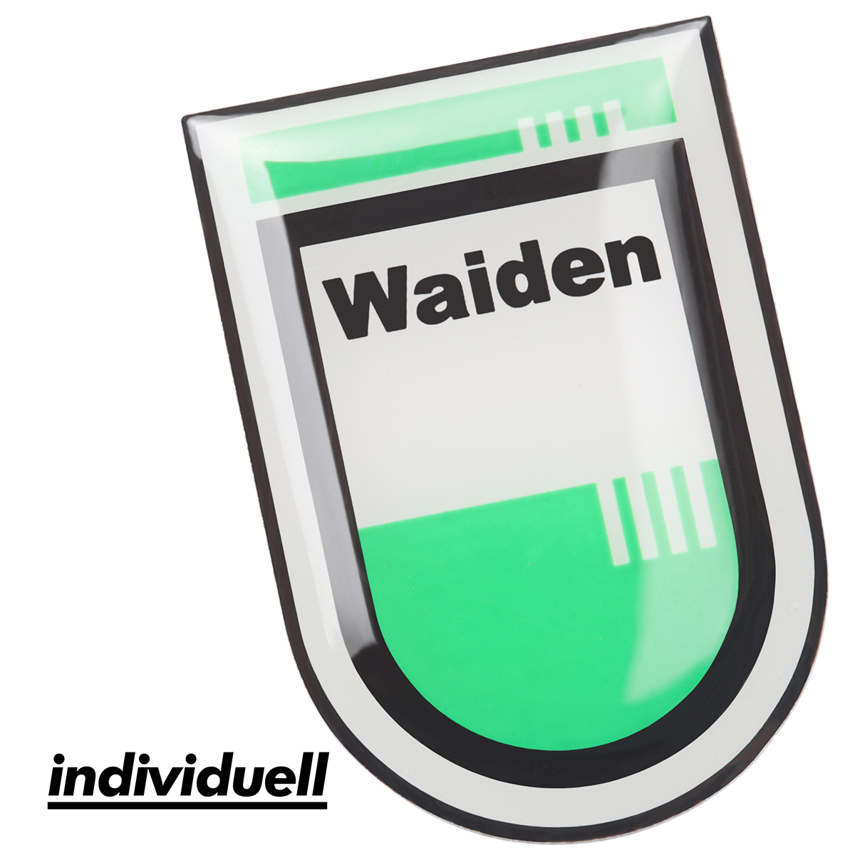 Pin (Metall-Anstecker aus Alu), längste S. 26 mm als Werbeartikel mit Logo bedrucken