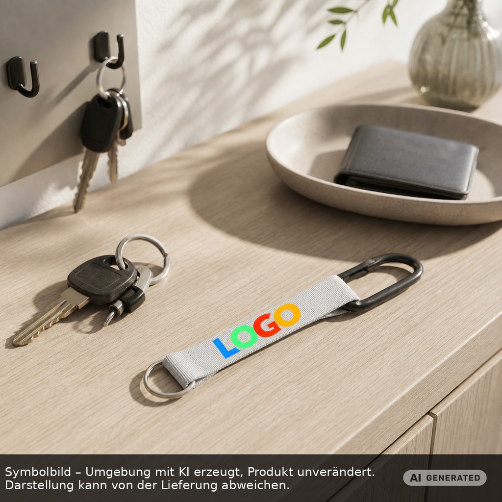 Kurz-Schlüsselband/Kurz-Lanyard "Duo" als Werbeartikel mit Logo bedrucken