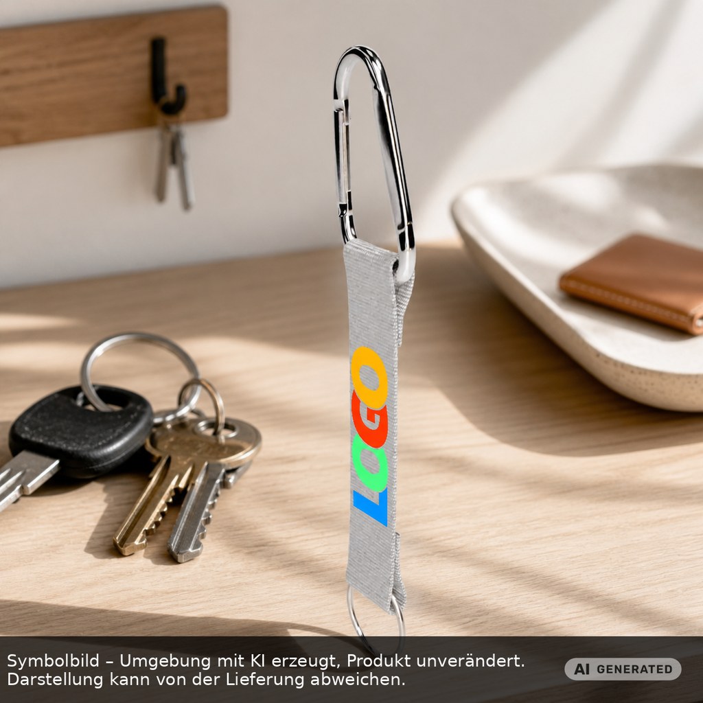 Kurz-Schlüsselband/Kurz-Lanyard "Duo" als Werbeartikel mit Logo bedrucken