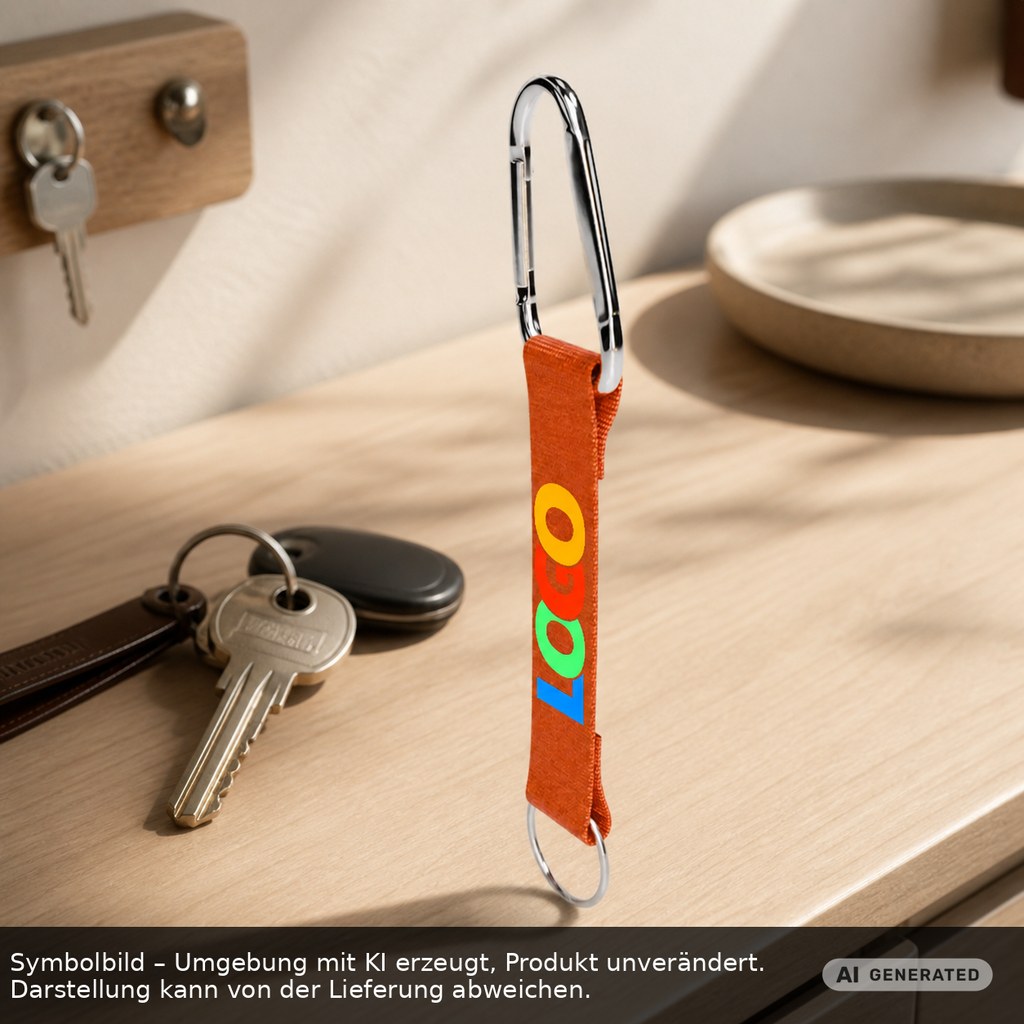 Kurz-Schlüsselband/Kurz-Lanyard "Duo" als Werbeartikel mit Logo bedrucken