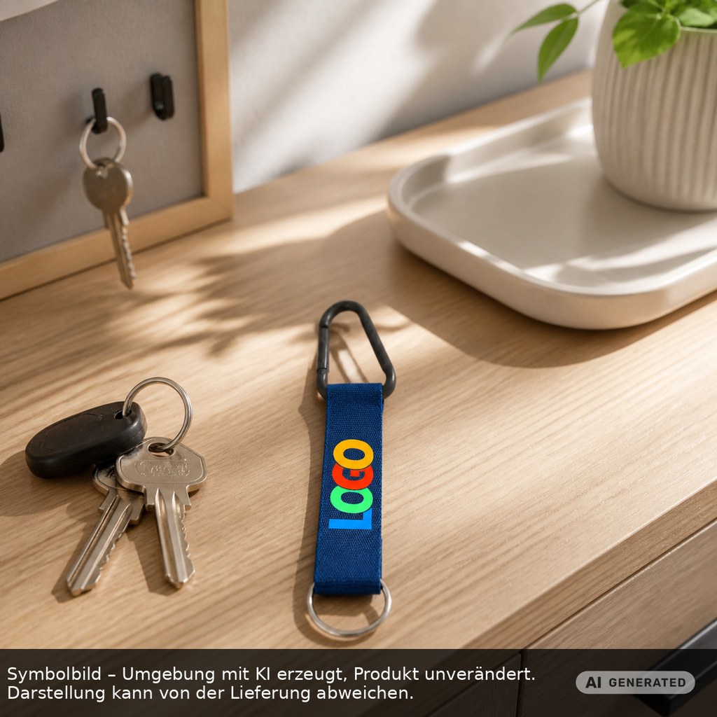 Kurz-Schlüsselband/Kurz-Lanyard "Duo" als Werbeartikel mit Logo bedrucken
