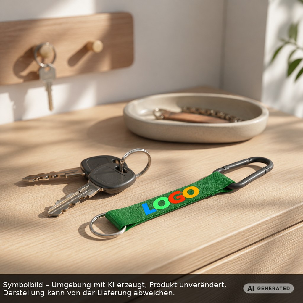 Kurz-Schlüsselband/Kurz-Lanyard "Duo" als Werbeartikel mit Logo bedrucken