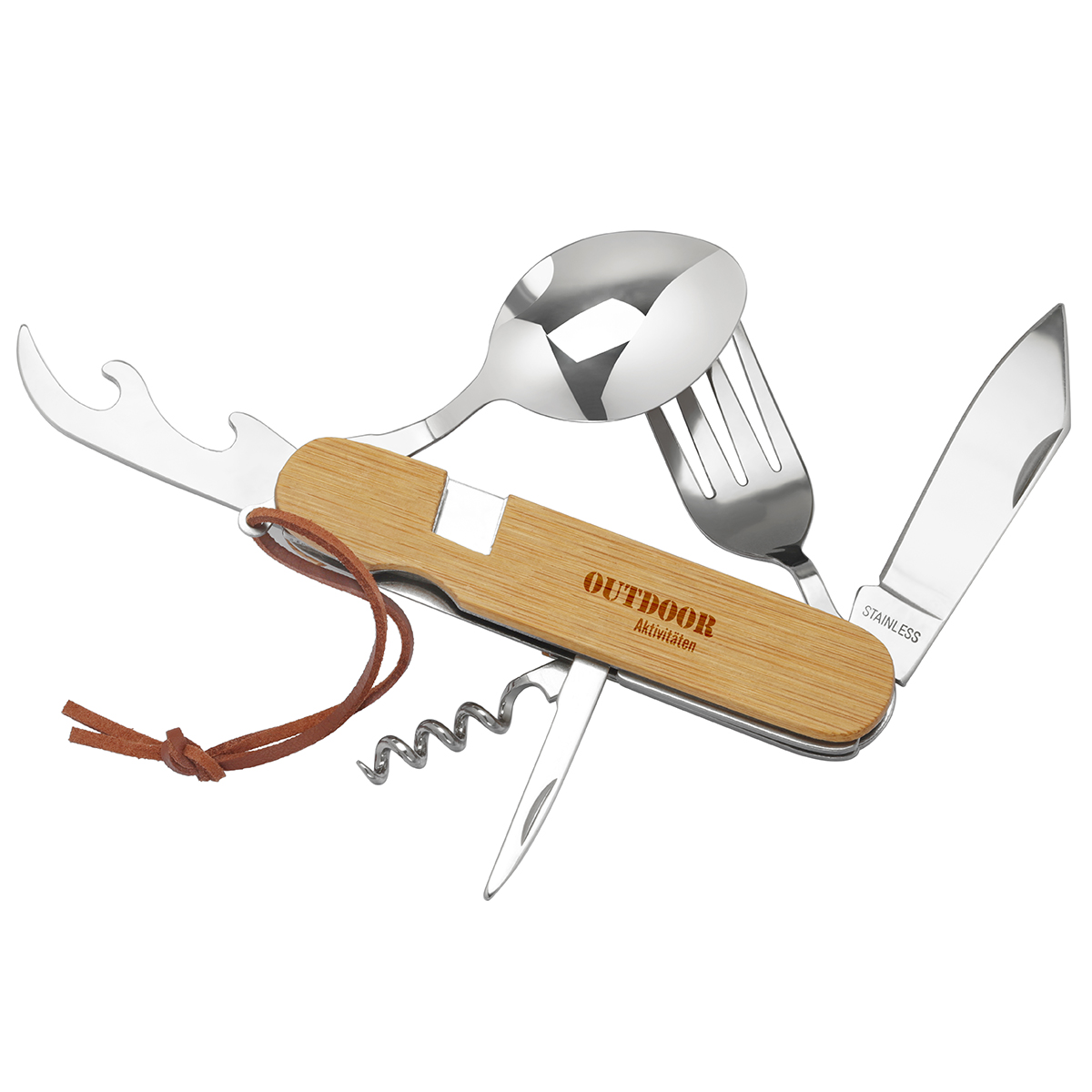 Multi-Tool Bambus als Werbeartikel mit Logo bedrucken