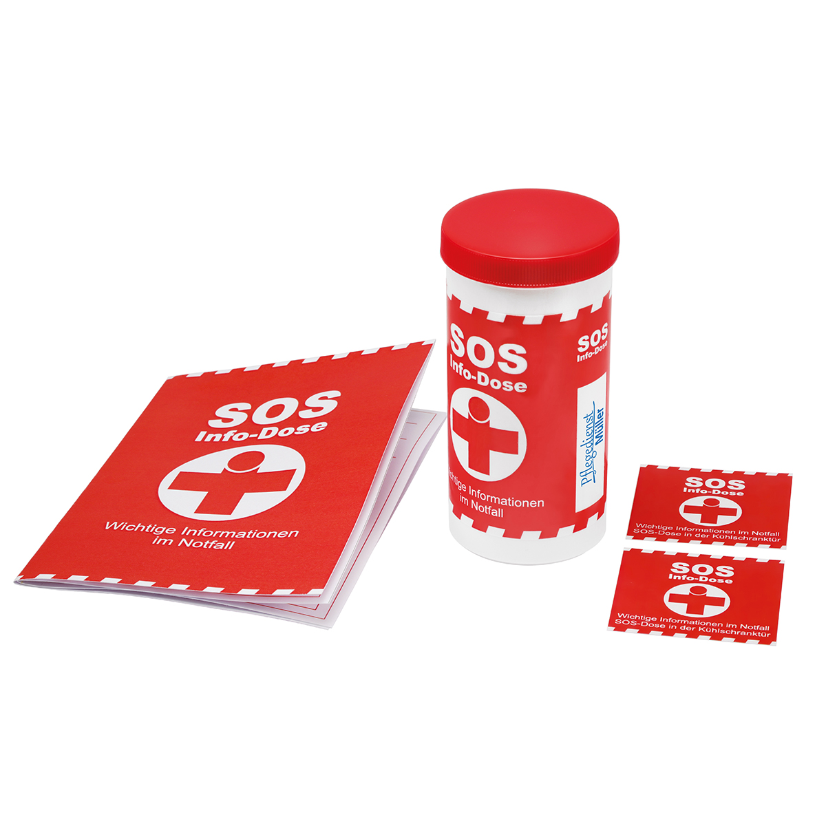 SOS-Info-Dose als Werbeartikel mit Logo bedrucken