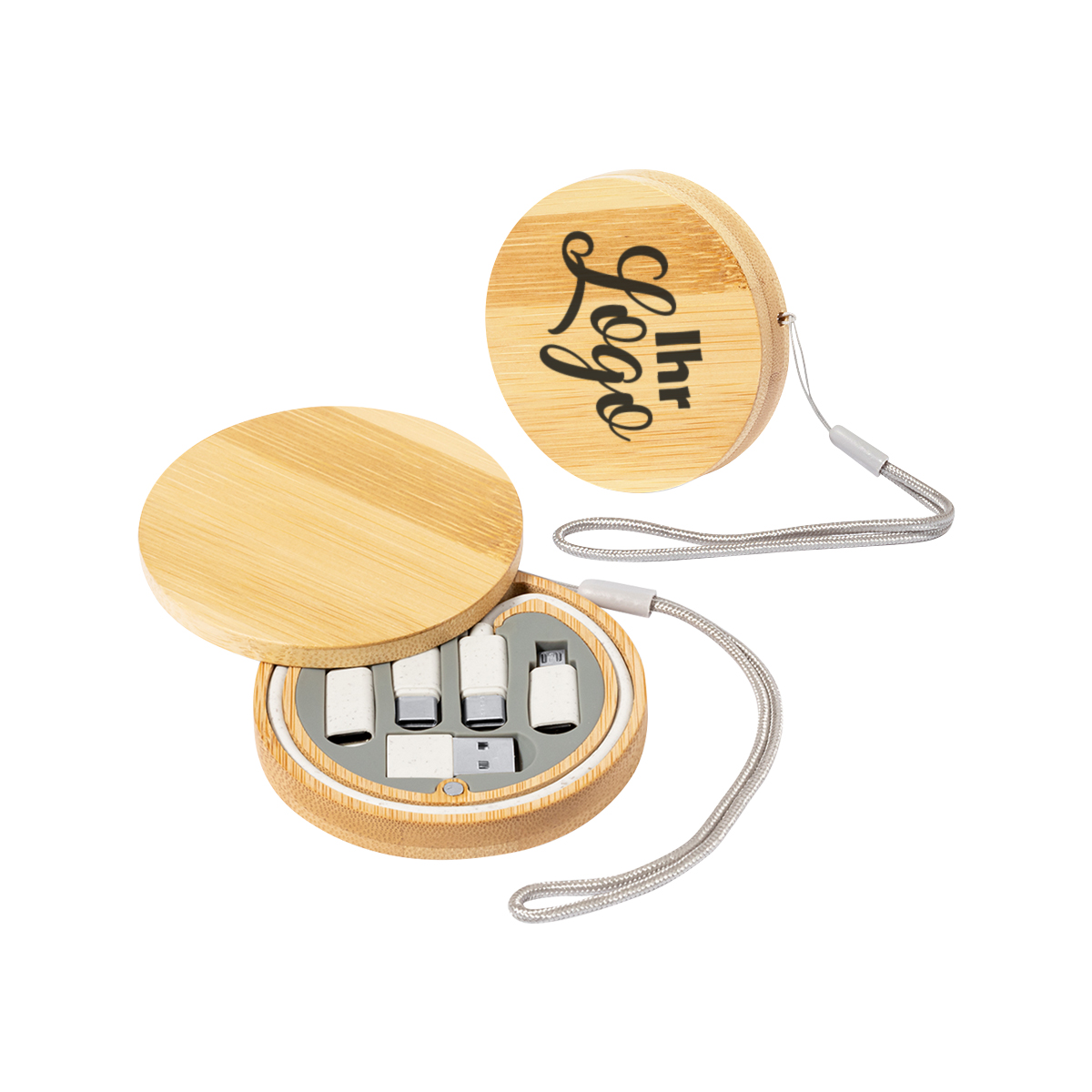 Kabel- und Adapter-Set "ECO" als Werbeartikel mit Logo bedrucken